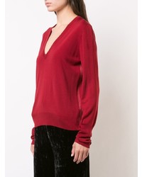 roter Pullover mit einem V-Ausschnitt von Proenza Schouler