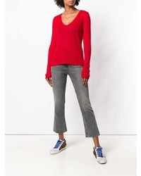 roter Pullover mit einem V-Ausschnitt von Rag & Bone