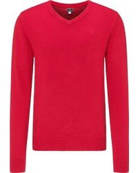 roter Pullover mit einem V-Ausschnitt von Dreimaster