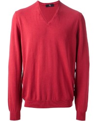roter Pullover mit einem V-Ausschnitt von Fay