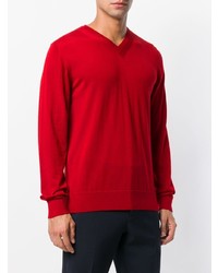 roter Pullover mit einem V-Ausschnitt von Lanvin