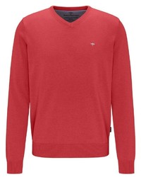 roter Pullover mit einem V-Ausschnitt von Fynch Hatton