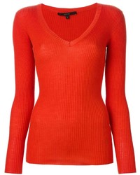 roter Pullover mit einem V-Ausschnitt von Gucci