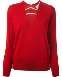 roter Pullover mit einem V-Ausschnitt von Jean Paul Gaultier
