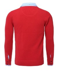 roter Pullover mit einem V-Ausschnitt von Key Largo