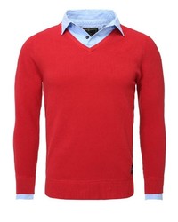 roter Pullover mit einem V-Ausschnitt von Key Largo
