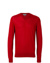 roter Pullover mit einem V-Ausschnitt von Lanvin