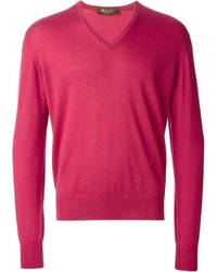 roter Pullover mit einem V-Ausschnitt von Loro Piana