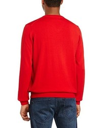roter Pullover mit einem V-Ausschnitt von Lyle & Scott
