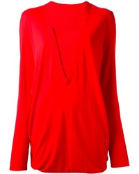 roter Pullover mit einem V-Ausschnitt von Maison Martin Margiela