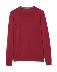 roter Pullover mit einem V-Ausschnitt von Mango