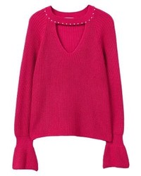 roter Pullover mit einem V-Ausschnitt von Mango