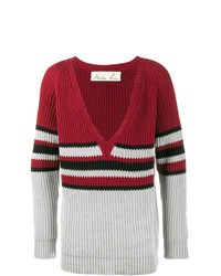 roter Pullover mit einem V-Ausschnitt von Martine Rose