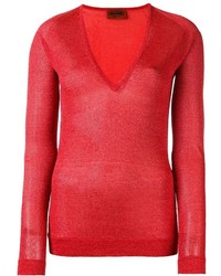 roter Pullover mit einem V-Ausschnitt von Missoni