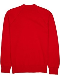roter Pullover mit einem V-Ausschnitt