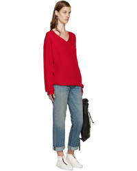 roter Pullover mit einem V-Ausschnitt von 6397