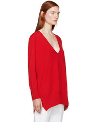 roter Pullover mit einem V-Ausschnitt von Rosetta Getty