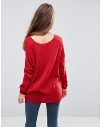 roter Pullover mit einem V-Ausschnitt von Asos