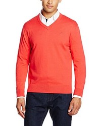 roter Pullover mit einem V-Ausschnitt von Thomas Pink