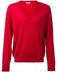 roter Pullover mit einem V-Ausschnitt von Tomas Maier