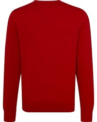 roter Pullover mit einem V-Ausschnitt von Tommy Hilfiger