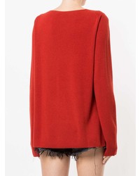 roter Pullover mit einem V-Ausschnitt von T by Alexander Wang