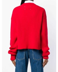 roter Pullover mit einem V-Ausschnitt von Maison Margiela