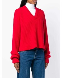 roter Pullover mit einem V-Ausschnitt von Maison Margiela