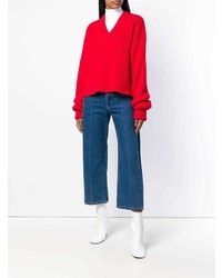 roter Pullover mit einem V-Ausschnitt von Maison Margiela