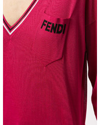 roter Pullover mit einem V-Ausschnitt von Fendi