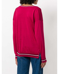 roter Pullover mit einem V-Ausschnitt von Fendi