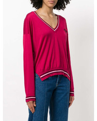 roter Pullover mit einem V-Ausschnitt von Fendi