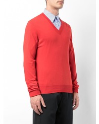 roter Pullover mit einem V-Ausschnitt von Maison Margiela