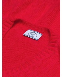 roter Pullover mit einem V-Ausschnitt von Prada