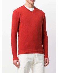 roter Pullover mit einem V-Ausschnitt von Loro Piana