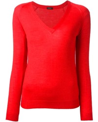 roter Pullover mit einem V-Ausschnitt von Zanone