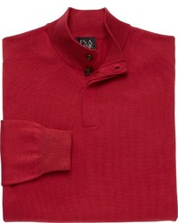 roter Pullover mit einem zugeknöpften Kragen