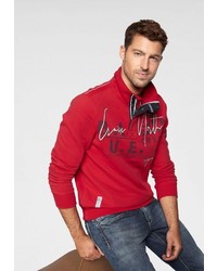 roter Pullover mit einem zugeknöpften Kragen von Camp David