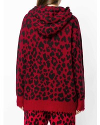 roter Pullover mit einer Kapuze mit Leopardenmuster von R13