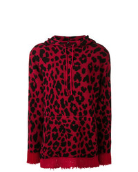 roter Pullover mit einer Kapuze mit Leopardenmuster von R13