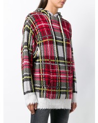 roter Pullover mit einer Kapuze mit Schottenmuster von R13