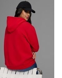 roter Pullover mit einer Kapuze von DELMAO
