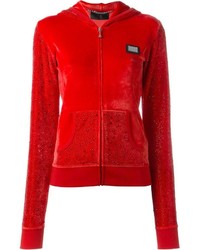 roter Pullover mit einer Kapuze von Philipp Plein