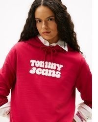 roter Pullover mit einer Kapuze von Tommy Jeans