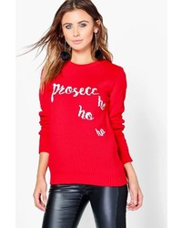roter Pullover mit Weihnachten Muster