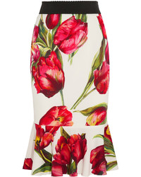 roter Seiderock mit Blumenmuster von Dolce & Gabbana