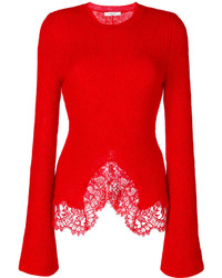 roter Spitze Pullover mit einem Rundhalsausschnitt von Givenchy