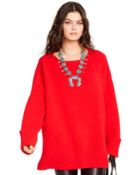 roter Strick Oversize Pullover