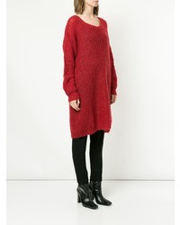 roter Strick Oversize Pullover von Uma Wang