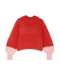 roter Strick Oversize Pullover von The Knitter